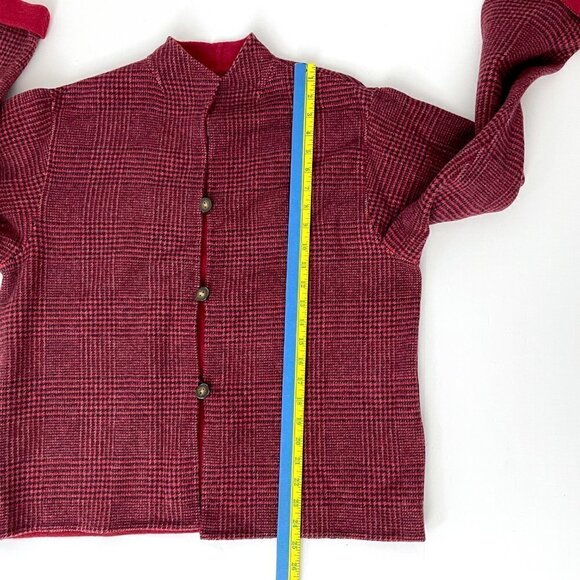 NEW L.L. Bean Women's Red Reversible Jacket Wool Blend Button Front L - Picture 5 of 9